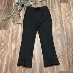 Rebecca Taylor Black Pinstripe Ruffle Hem Pants size 4